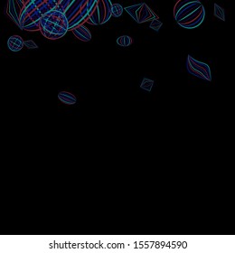 Falling geometric figures. Abstract background with color striped figures for print or banner. Background with falling colorful geometric figures for your design. Vector texture.