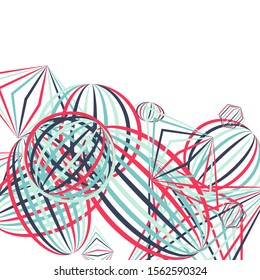 Falling geometric figures. Abstract background with color striped figures for mobile application or banner. Background with falling color striped geometric figures for your design. Vector texture.