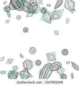Falling geometric figures. Abstract background with color striped figures for mobile application or banner. Background with falling color striped geometric figures for your design. Vector texture.