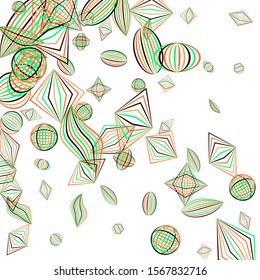 Falling geometric figures. Abstract background with color striped figures for poster or mobile application. Background with falling color striped geometric figures for your design. Vector texture.