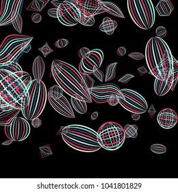 Falling geometric figures. Concept background with color striped figures for card or poster. Background with falling colorful geometric figures for your design. Vector texture.