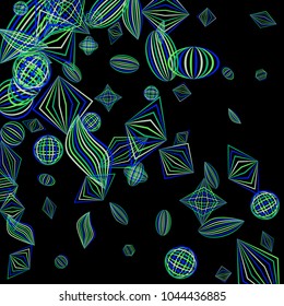 Falling geometric figures. Concept background with color striped figures for mobile application or print. Background with falling colorful geometric figures for your design. Vector texture.
