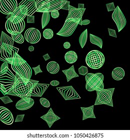 Falling geometric figures. Concept background with color striped figures for mobile application or print. Background with falling colorful geometric figures for your design. Vector texture.
