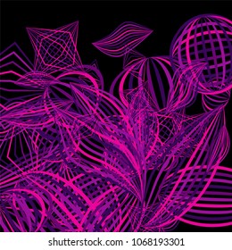 Falling geometric figures. Concept background with color striped figures for print or banner. Background with falling colorful geometric figures for your design. Vector texture.
