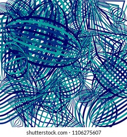 Falling geometric figures. Concept background with color striped figures for card or poster. Background with falling colorful geometric figures for your design. Vector texture.
