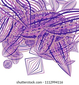 Falling geometric figures. Concept background with color striped figures for card or poster. Background with falling colorful geometric figures for your design. Vector texture.
