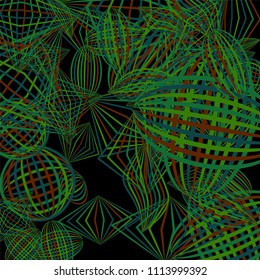Falling geometric figures. Concept background with color striped figures for print or banner. Background with falling colorful geometric figures for your design. Vector texture.
