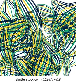 Falling geometric figures. Concept background with color striped figures for poster or mobile application. Background with falling colorful geometric figures for your design. Vector texture.
