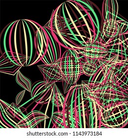 Falling geometric figures. Concept background with color striped figures for mobile application or print. Background with falling colorful geometric figures for your design. Vector texture.
