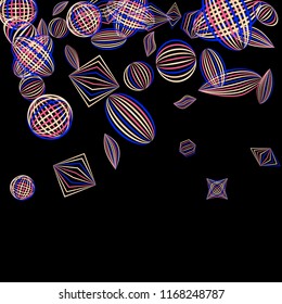 Falling geometric figures. Concept background with color striped figures for mobile application or print. Background with falling colorful geometric figures for your design. Vector texture.