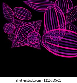 Falling geometric figures. Concept background with color striped figures for poster or mobile application. Background with falling colorful geometric figures for your design. Vector texture.