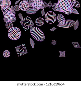 Falling geometric figures. Concept background with color striped figures for poster or mobile application. Background with falling colorful geometric figures for your design. Vector texture.