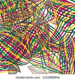 Falling geometric figures. Concept background with color striped figures for poster or mobile application. Background with falling colorful geometric figures for your design. Vector texture.