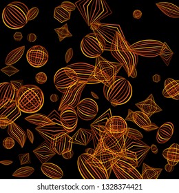 Falling geometric figures. Concept background with color striped figures for card or poster. Background with falling colorful geometric figures for your design. Vector texture.