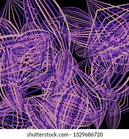 Falling geometric figures. Concept background with color striped figures for card or poster. Background with falling colorful geometric figures for your design. Vector texture.