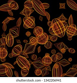Falling geometric figures. Concept background with color striped figures for card or poster. Background with falling colorful geometric figures for your design. Vector texture.