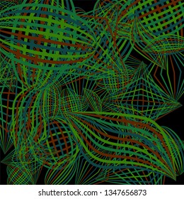 Falling geometric figures. Concept background with color striped figures for card or poster. Background with falling colorful geometric figures for your design. Vector texture.