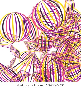 Falling geometric figures. Concept background with color striped figures for poster or mobile application. Background with falling colorful geometric figures for your design. Vector texture.