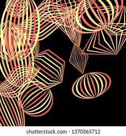 Falling geometric figures. Concept background with color striped figures for poster or mobile application. Background with falling colorful geometric figures for your design. Vector texture.