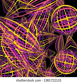Falling geometric figures. Concept background with color striped figures for poster or mobile application. Background with falling colorful geometric figures for your design. Vector texture.