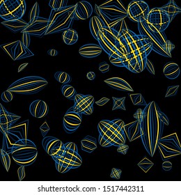 Falling geometric figures. Concept background with color striped figures for mobile application or print. Background with falling colorful geometric figures for your design. Vector texture.
