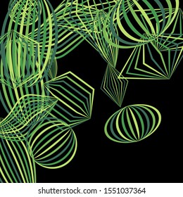 Falling geometric figures. Concept background with color striped figures for mobile application or print. Background with falling colorful geometric figures for your design. Vector texture.