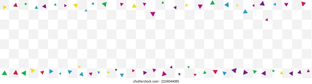 Falling Geometric Top Vector Transparent Panoramic Background. Invitation Confetti Background. Decoration Elements Texture. Color Shapes Flying Wallpaper.