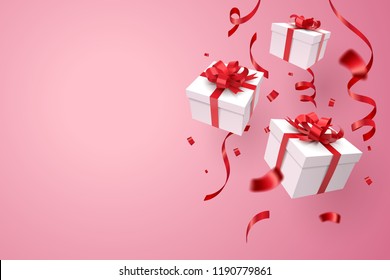 Falling gift box, Valentine's day celebrate, vector art and illustration