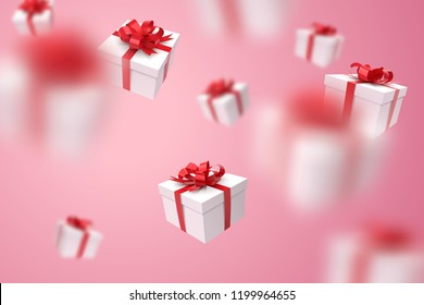 Falling gift box, Valentine's day celebrate, vector art and illustration