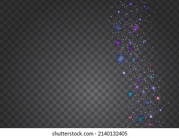 Falling Glare. Unicorn Foil. Iridescent Tinsel. Shiny Abstract Backdrop. Purple Disco Background. Luxury Art. Neon Confetti. Metal Element. Blue Falling Glare