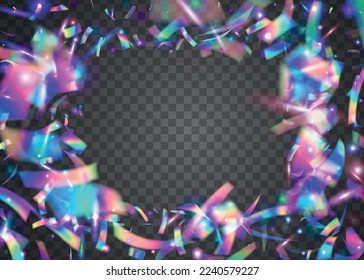 Falling Glitter. Blue Party Sparkles. Hologram Confetti. Retro Prism. Digital Foil. Festive Art. Laser Carnaval Gradient. Holographic Effect. Pink Falling Glitter