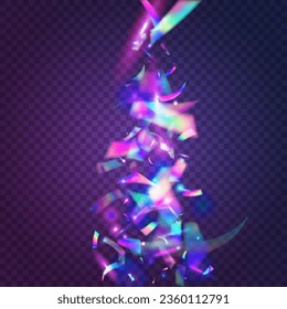 Falling Glitter. Bright Art. Crystal Foil. Glitch Tinsel. Hologram Background. Blue Laser Confetti. Shiny Design. Blur Festival Decoration. Pink Falling Glitter