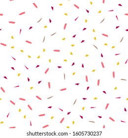 Falling glitter confetti. Abstract greeting card. Festival concept design. Vector colored illustration. Happy birthday banner. Festival decor. Vector isolated illustration. Invitation, greeting card.