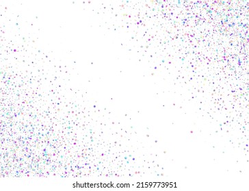 Falling Glitter. Party Banner. Bright Foil. Festive Art. Blue Retro Effect. Carnival Texture. Kaleidoscope Tinsel. Disco Realistic Illustration. Purple Falling Glitter