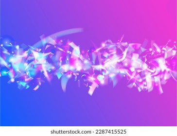 Falling Glitter. Retro Design. Birthday Effect. Fiesta Art. Holiday Foil. Cristal Background. Blur Colorful Gradient. Blue Disco Tinsel. Violet Falling Glitter