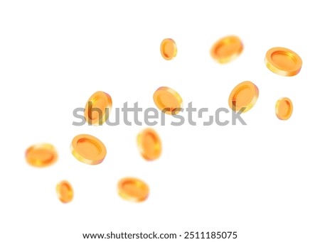 Falling gold coins for casino, business, winnings, jackpot. 3D vector illustration