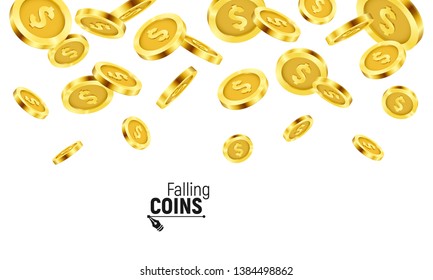 Falling gold coins. Money isolated on a white background. Vector illustration.