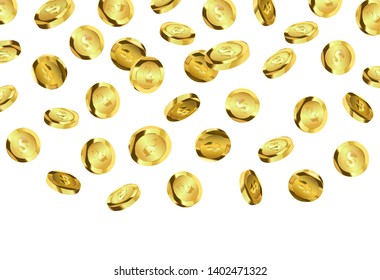 Falling gold coins. Money vector background