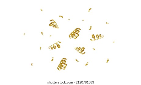 Falling gold confetti isolated on white background