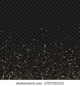 Falling Gold Confetti Particles Isolated on Transparent Background Overlay. Vector illustration