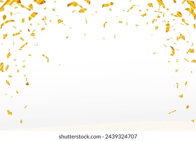 Falling gold confetti seamless background. Holiday design elements. Vector illustration