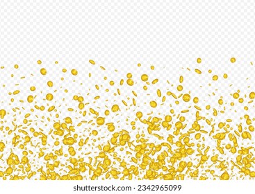Falling Gold Confetti Vector Transparent Background. Metal Finance Flow Design. Shiny Dollar Cover. Rich Currency Banner.