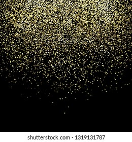 Falling gold particles. Golden rain or snow. Abstract background. The effect of magic and light. Vector. Glittering Wallpaper.