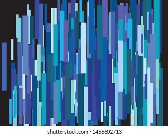 Falling golden blue rectangles. Fresh element of design. Vector illustration space. Blue festive luxury bright chaotic confetti background on black.