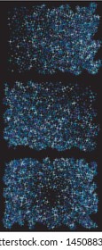 Falling golden blue stars. Vector illustration surprise. Graphic cosmic glitter elements for your design. Blue set of invitation templates, background images, posters or greeting cards.