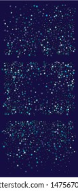 Falling golden blue stars. Vector illustration effect. Vintage cosmic glitter elements for your design. Blue set of invitation templates, background images, posters or greeting cards.