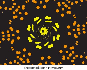Falling golden color crackers. Original element of your design. Vector illustration theme. Gold festive luxury chaotic confetti background on black.