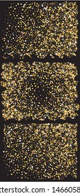 Falling golden color squares. Vector illustration theme. Decorative element of design. Gold festive, luxury, bright, chaotic confetti backgrounds set on black.