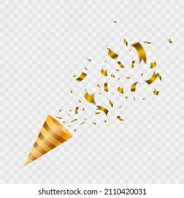 Falling golden confetti and blurred stars on a transparent background.