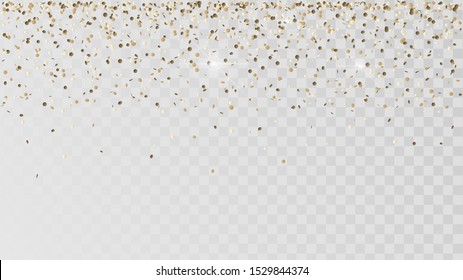 Falling golden confetti on a transparent background, celebration and festival, gold decoration, rain of coins